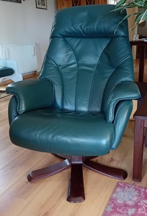 Leren fauteuil (binnen 15 km bij je thuis nabezorgd!), Huis en Inrichting, Fauteuils, Gebruikt, Leer, 50 tot 75 cm, Minder dan 75 cm
