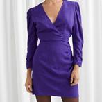 & Other Stories Jacquard Mini jurk Luipaardprint Pofmouwen, Paars, Ophalen of Verzenden, Zo goed als nieuw, Maat 34 (XS) of kleiner