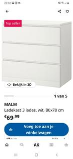 Malm ladenkast 3 lades 2 stuks, Ophalen, Gebruikt, 50 tot 100 cm, 3 of 4 laden