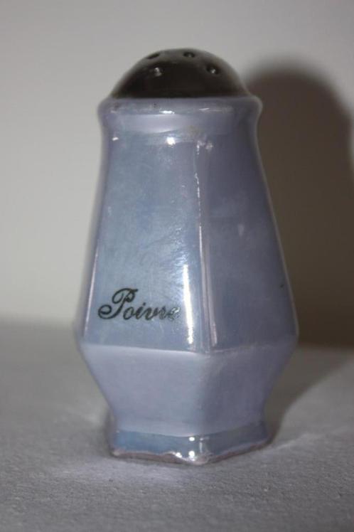 Oude Franse lila peperstrooier met zilverkleurige bovenkant, Antiek en Kunst, Antiek | Servies los, Ophalen of Verzenden