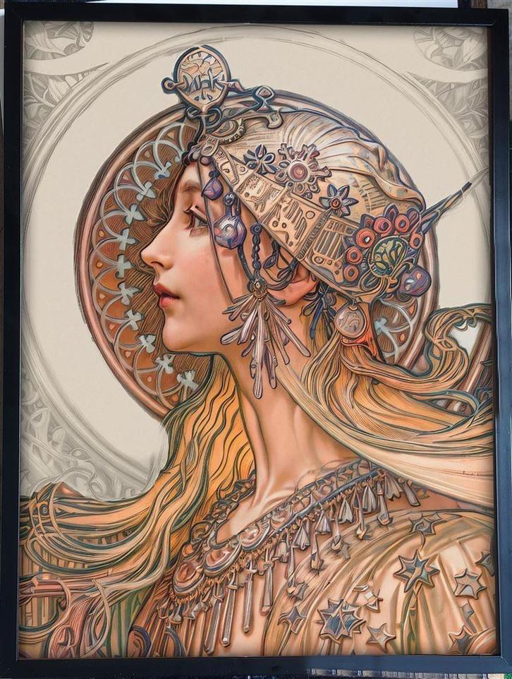 [Poster in Frame] Alphonse Mucha : Zodiac Art Nouveau, Verzamelen, Posters, Nieuw, Film en Tv, A1 t/m A3, Ophalen of Verzenden