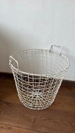 Brocante draadmand wit hengsels wasmand opberger, Antiek en Kunst, Ophalen