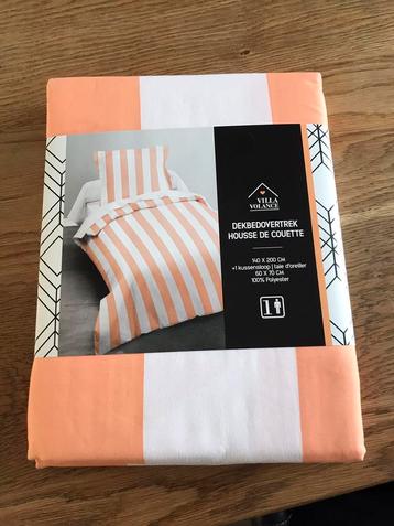 Gloednieuw 1-pers. zalm-wit "Villa Volance" Dekbed Overtrek