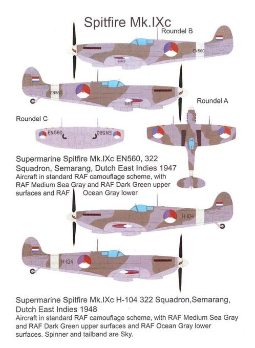 1/32 decals (uit FD32-021) Spitfire MK. IXc 322 Sq. Semarang, Hobby en Vrije tijd, Modelbouw | Vliegtuigen en Helikopters, Nieuw
