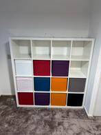 Ikea Kallax 16 vaks kast met stoffen bakken, Huis en Inrichting, Ophalen, 25 tot 50 cm, Minder dan 150 cm, Minder dan 100 cm