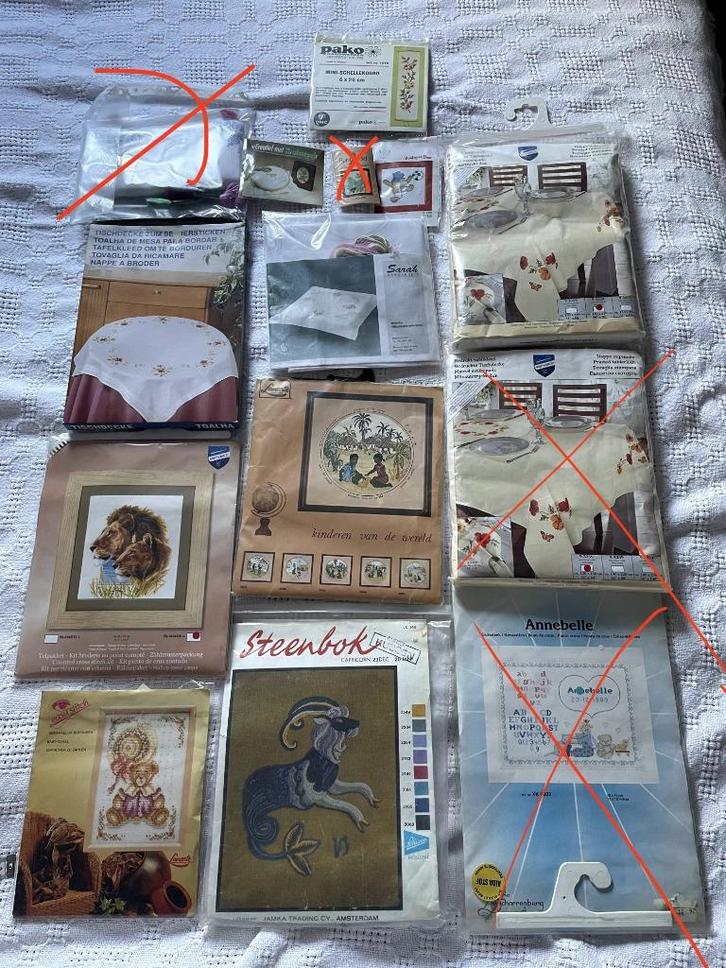 Diverse borduurpakketen borduren (in zijde, klein middel en, Hobby en Vrije tijd, Borduren en Borduurmachines, Borduurpakket, Ophalen of Verzenden