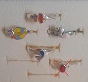 Zilveren kinderringetjes o.a. dolfijn, eendje, slak, vis mt, Sieraden, Tassen en Uiterlijk, Ringen, Nieuw, Dame, Zilver, Zilver