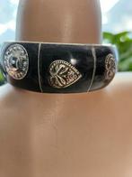 Mooie armband met been met zilverkleur ingelegd, Sieraden, Tassen en Uiterlijk, Armbanden, Ophalen of Verzenden, Zilver, Staal