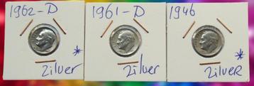**  AMERIKA  -  3 x One dime Roosevelt  -  ZILVER * 0.9% beschikbaar voor biedingen