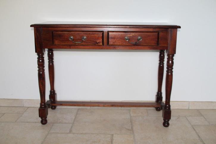 Antieke eiken houten sidetable / haltafel met 2 lades, Antiek en Kunst, Antiek | Meubels | Tafels, Ophalen