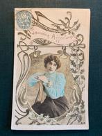 Souvenir Affectueux - dame in blauwe blouse, Gelopen, Overige thema's, Ophalen of Verzenden, Voor 1920