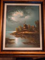 Schilderij van W. Schuller met molen, Ophalen of Verzenden