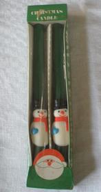 2 Vintage kaarsen met sneeuwpop / man, Diversen, Kerst, Ophalen of Verzenden, Nieuw