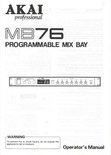 Handleiding, Manual (Engels, pdf) - Akai MB76 Mix Bay beschikbaar voor biedingen