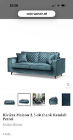 Riviera maison petrol kleur bank 190 cm velvet, Huis en Inrichting, Banken | Bankstellen, Ophalen, Zo goed als nieuw, 75 tot 100 cm