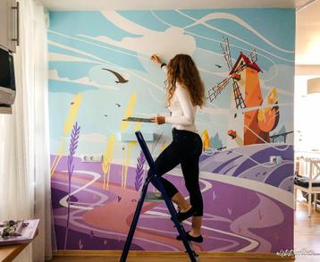 wall painting | muur beschildering in opdracht | kunstenaar beschikbaar voor biedingen