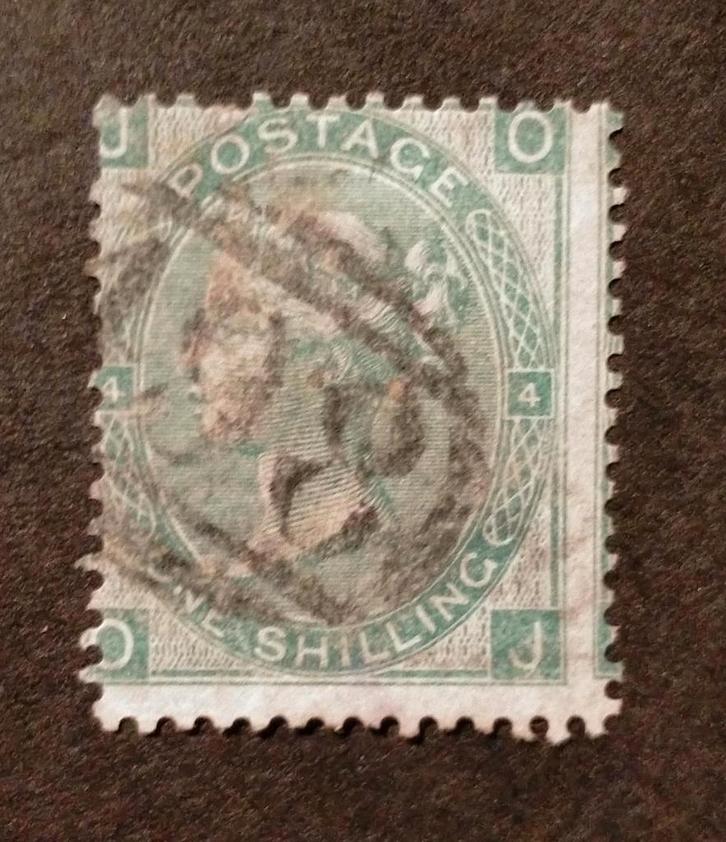 ENGELAND - Victoria 1865 1 Shilling groen Mi27 plate 4, Postzegels en Munten, Postzegels | Europa | UK, Gestempeld, Ophalen of Verzenden