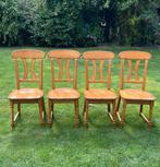 4 eiken blank gepatineerde eetkamerstoelen, Ophalen, Nieuw, Bruin, Vier