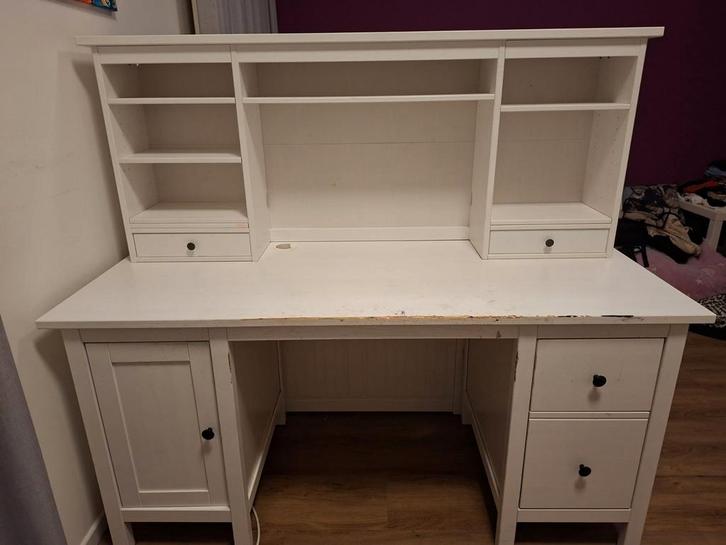 Witte Bureau met Kast, Huis en Inrichting, Bureaus, Gebruikt, Ophalen