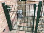Groen gepoedercoat hekwerk met poortje, Tuin en Terras, Ophalen, Gebruikt, IJzer, Dubbelstaafmat hekwerk