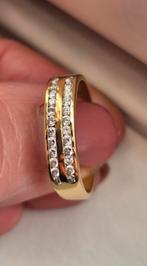 Gouden ring 18 karaat met diamantjes, Sieraden, Tassen en Uiterlijk, Ringen, 18 tot 19, Gebruikt, Verzenden, Met edelsteen