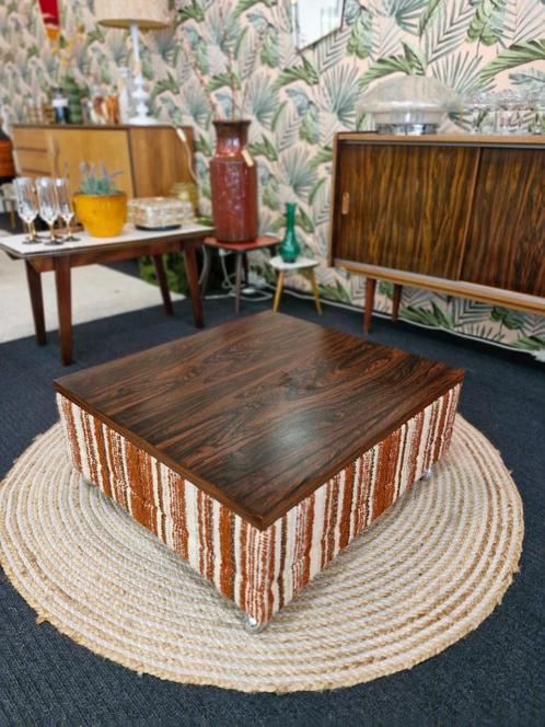 vintage salontafel palissander chroom wieltjes, Huis en Inrichting, Tafels | Sidetables, Gebruikt, 25 tot 50 cm, 50 tot 100 cm