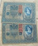 2 x bankbiljet 1000 kronen Oostenrijkse-Hongaarse bank, Ophalen of Verzenden, Oostenrijk, Los biljet