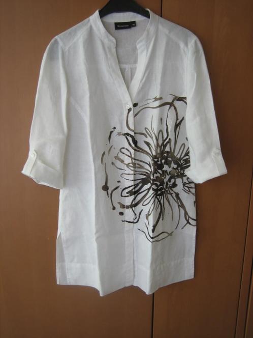 Prachtige witte linnen tuniek WITTEVEEN 38 Snazzeys, Kleding | Dames, Blouses en Tunieken, Nieuw, Maat 38/40 (M), Wit, Verzenden