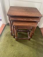 Driedelig Bijzettafel Set - Hout, Huis en Inrichting, Tafels | Bijzettafels, Ophalen, Minder dan 45 cm, Minder dan 55 cm, Gebruikt