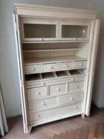Houten kast met vitrine & lades, Huis en Inrichting, Ophalen, Gebruikt, 100 tot 150 cm, Met lade(s)