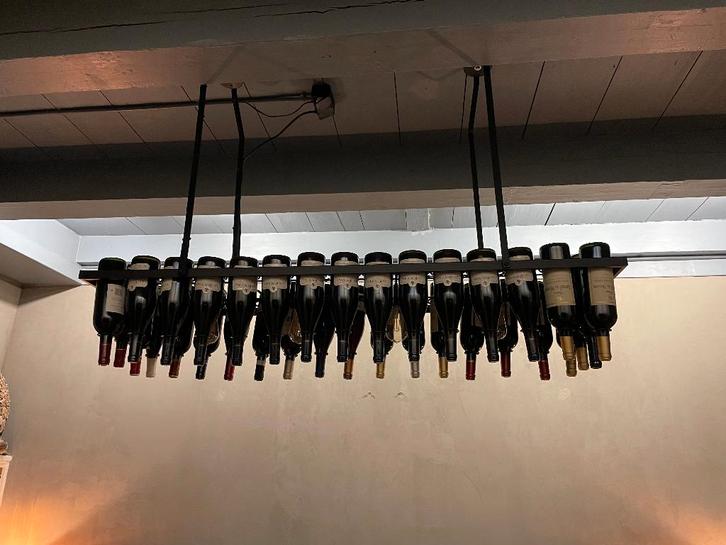 Exclusieve grote flessenlamp voor boven grote tafel of bar, Huis en Inrichting, Lampen | Hanglampen, Zo goed als nieuw, 75 cm of meer