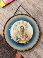 Antiek Maria Wandbord met Engelen Religieus Decoratiebord, Ophalen