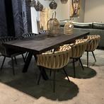 Massief robuuste tafel zwart 220x100cm Showroom model, Ophalen, 50 tot 100 cm, Vijf personen of meer, Rechthoekig