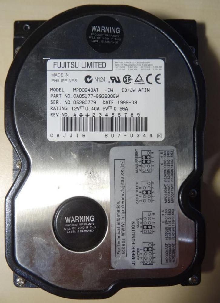 IDE HDD 4.3GB - Fujitsu MPD3043AT, Computers en Software, Vintage Computers, Ophalen of Verzenden