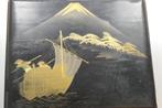 Antiek Japans kistje / lakdoos met Mount Fuji, Ophalen of Verzenden