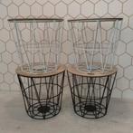 Draadmandjes met houten deksel, Overige materialen, Mand, Rond, Nieuw