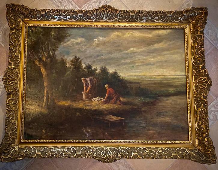 Heel vroeg antiek schilderij  olieverf  op doek., Antiek en Kunst, Kunst | Schilderijen | Klassiek, Ophalen of Verzenden