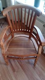 2 teak houten stoelen met leuning, Huis en Inrichting, Stoelen, Ophalen, Twee, Bruin, Zo goed als nieuw