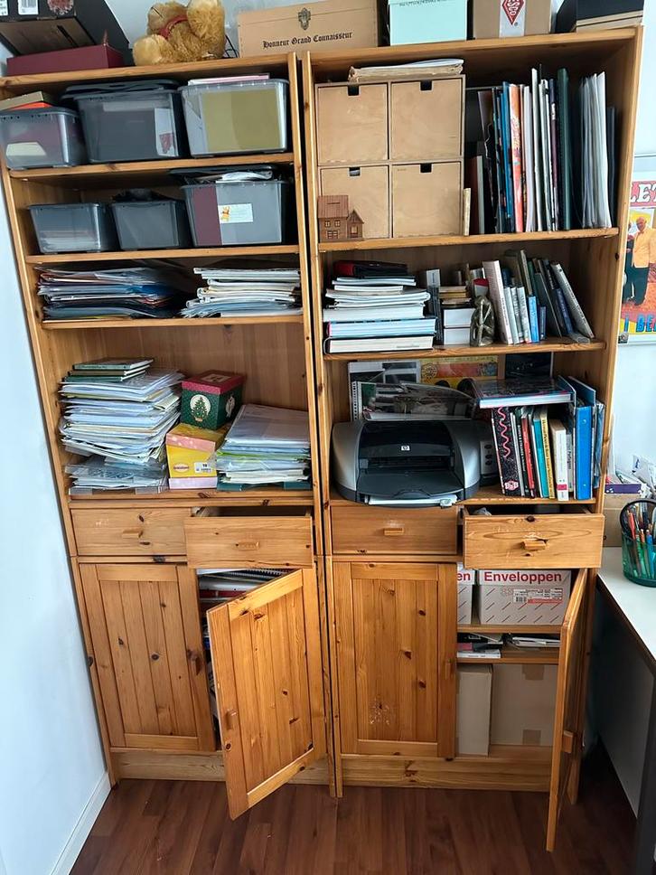 2 IKEA Grenen Kasten, Huis en Inrichting, Kasten | Boekenkasten, Gebruikt, 50 tot 100 cm, 150 tot 200 cm, 25 tot 50 cm, Met deur(en)