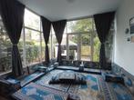 XL U-vormige paleisblauwe vloerbank (handmade) uit Istanbul, Huis en Inrichting, Ophalen, Gebruikt, Hoekbank, 300 cm of meer