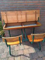 Vintage Schoolbankje met Opbergruimte, Ophalen of Verzenden, Gebruikt, Bureau