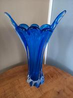 Blauwe vaas, Minder dan 50 cm, Glas, Blauw, Ophalen of Verzenden