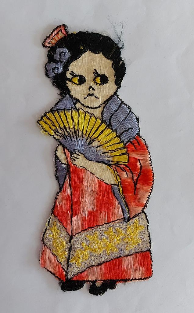 Antieke Turmac zijdjes applicaties, Antiek en Kunst, Curiosa en Brocante, Ophalen of Verzenden
