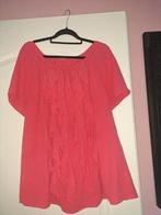 2 leuke shirts/blouse maat 46-48 kleur koraal en taupe, Ophalen of Verzenden, Zo goed als nieuw, Maat 46/48 (XL) of groter, Korte mouw