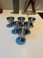 6 Vintage RVS Eierdopjes, Ophalen of Verzenden, Gebruikt, Rvs of Chroom, Los bestek