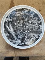 Wandbord. Jachttafereel. Jagen. Honden. Hert., Ophalen of Verzenden, Zilver