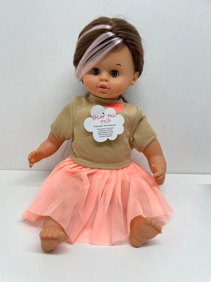 Pop met donker haar en highlights 45 cm, Kinderen en Baby's, Speelgoed | Poppen, Nieuw, Babypop, Ophalen of Verzenden