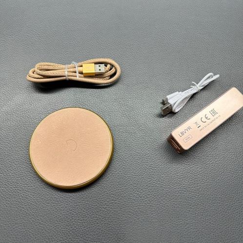 Set van telefoonoplader draadloos & mini powerbank rosé, Telecommunicatie, Mobiele telefoons | Toebehoren en Onderdelen, Apple iPhone