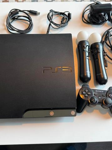 PS3 Slim 120GB + 8 Games + Move Controllers + Camera beschikbaar voor biedingen