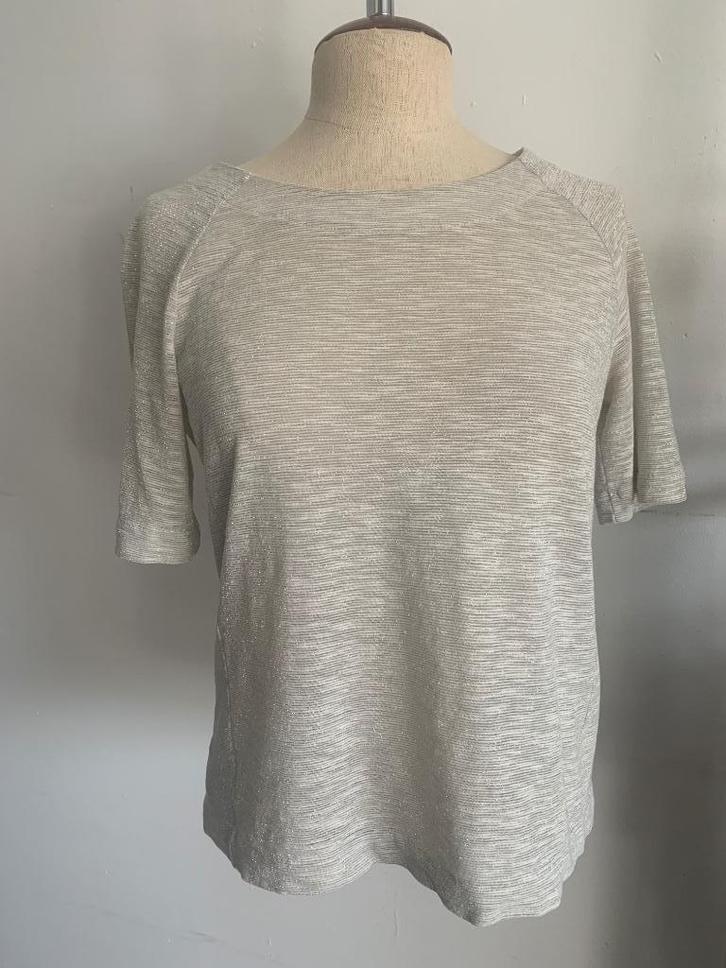 Drykorn t-shirt dun truitje korte mouw wit zilver grijs S/36, Kleding | Dames, T-shirts, Gedragen, Maat 36 (S), Grijs, Korte mouw